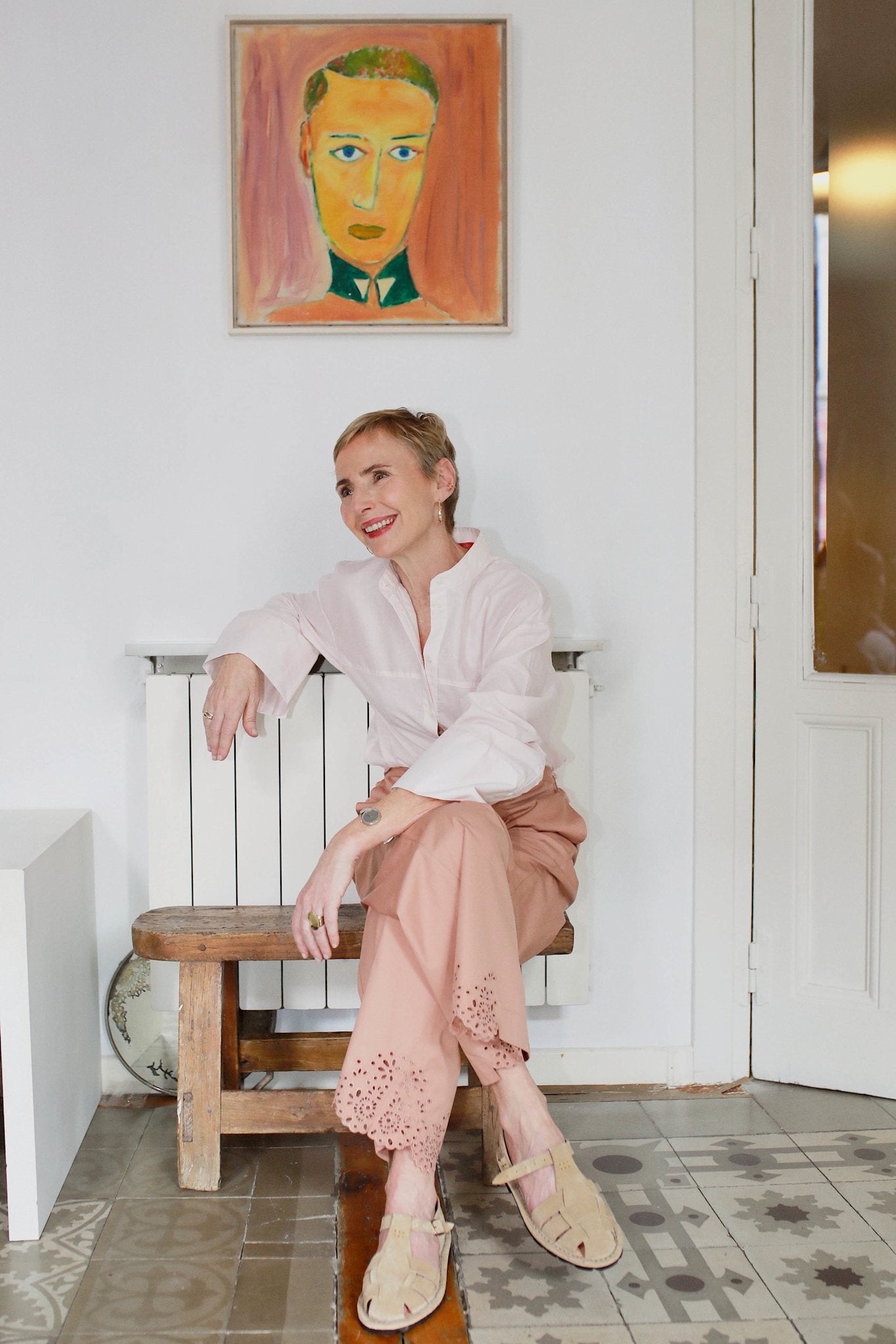 Kamma Trouser - Cork Embroidered Cotton