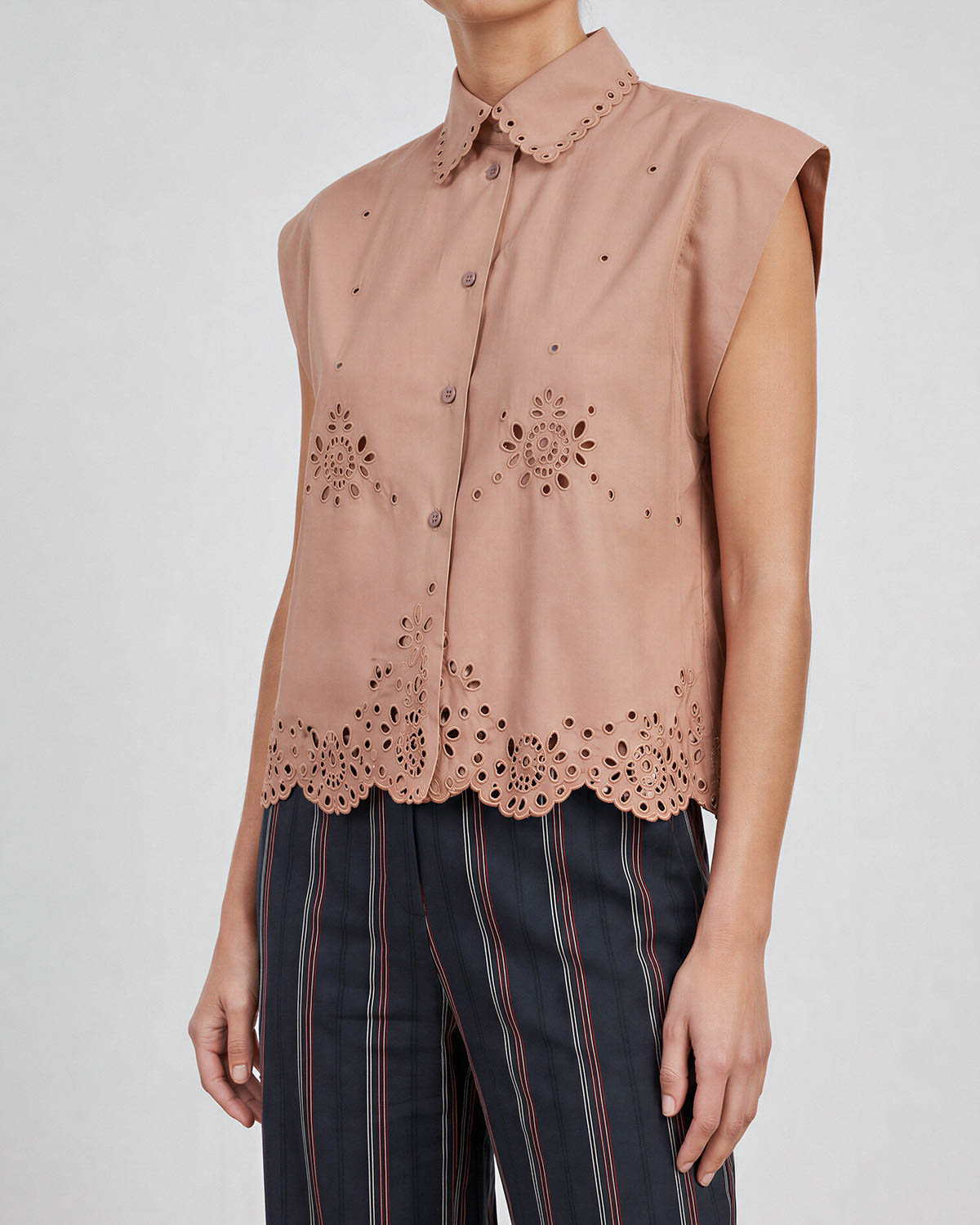 Bellis Shirt - Cork Embroidered Cotton
