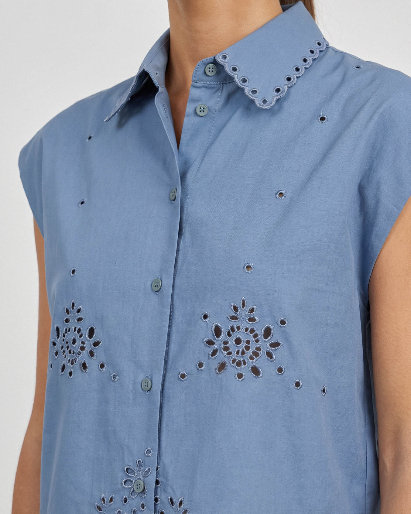 Bellis Shirt - Quicksilver Embroidered Cotton