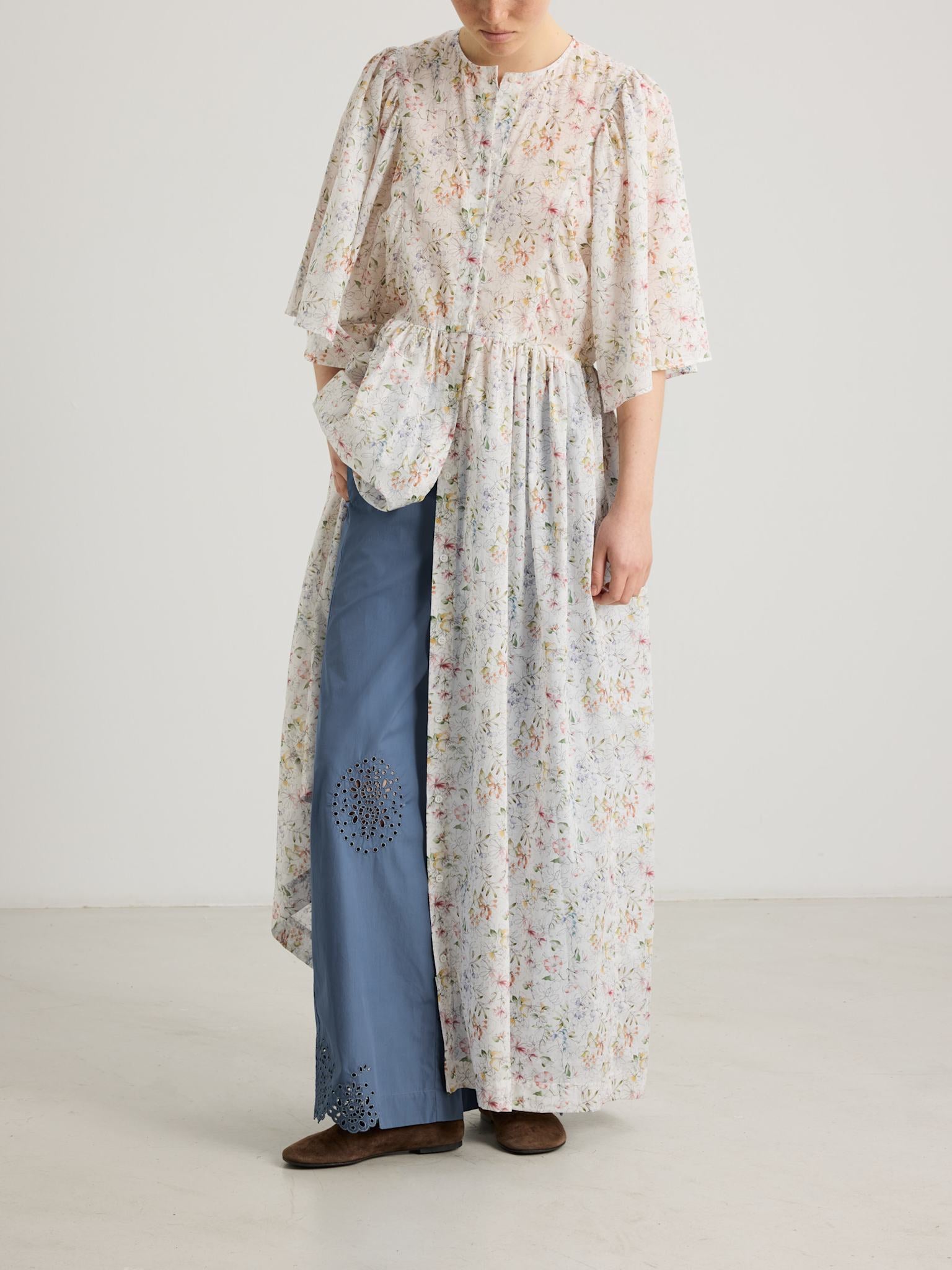 Kamma Trouser - Quicksilver Embroidered Cotton
