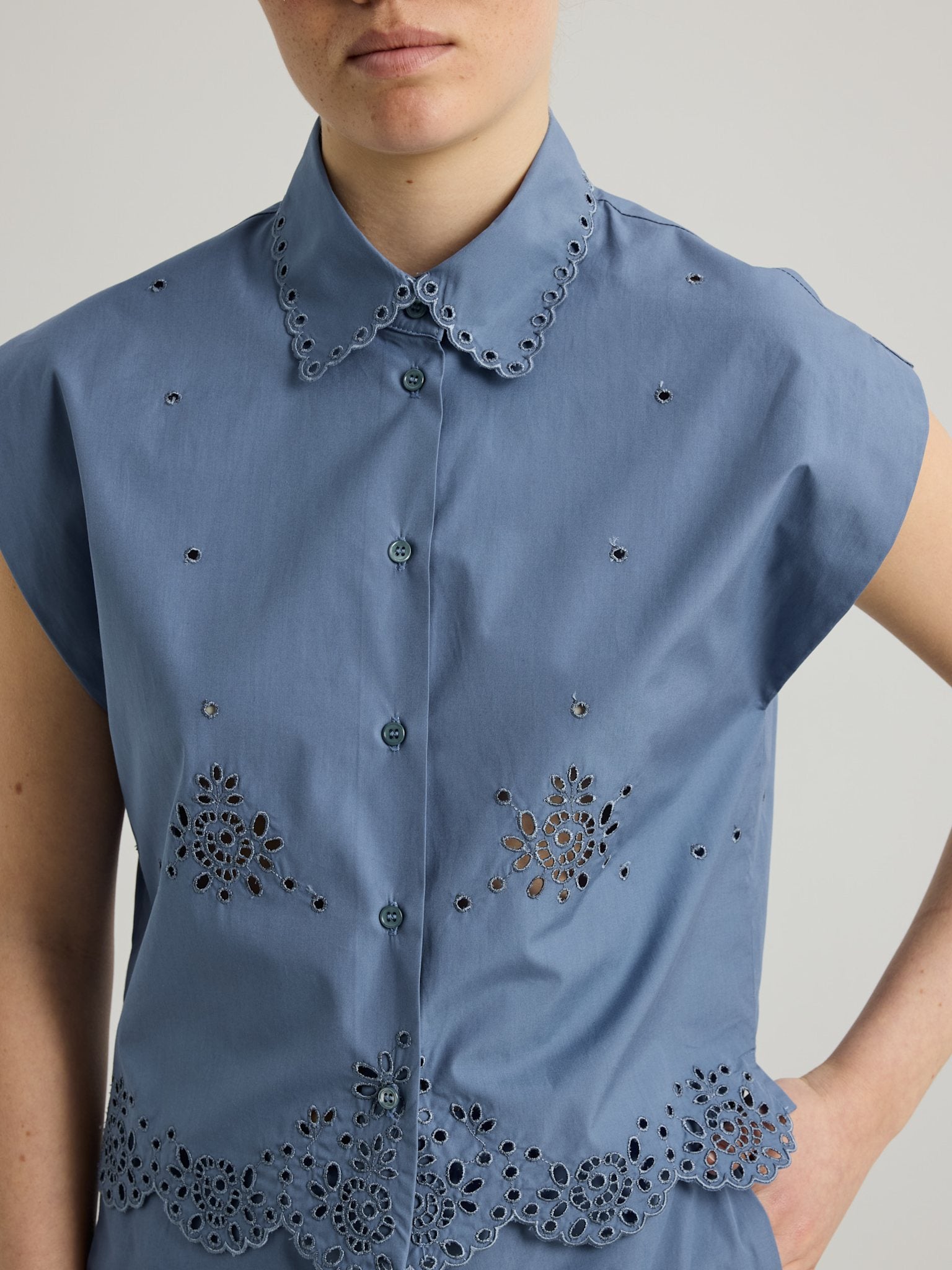 Bellis Shirt - Quicksilver Embroidered Cotton