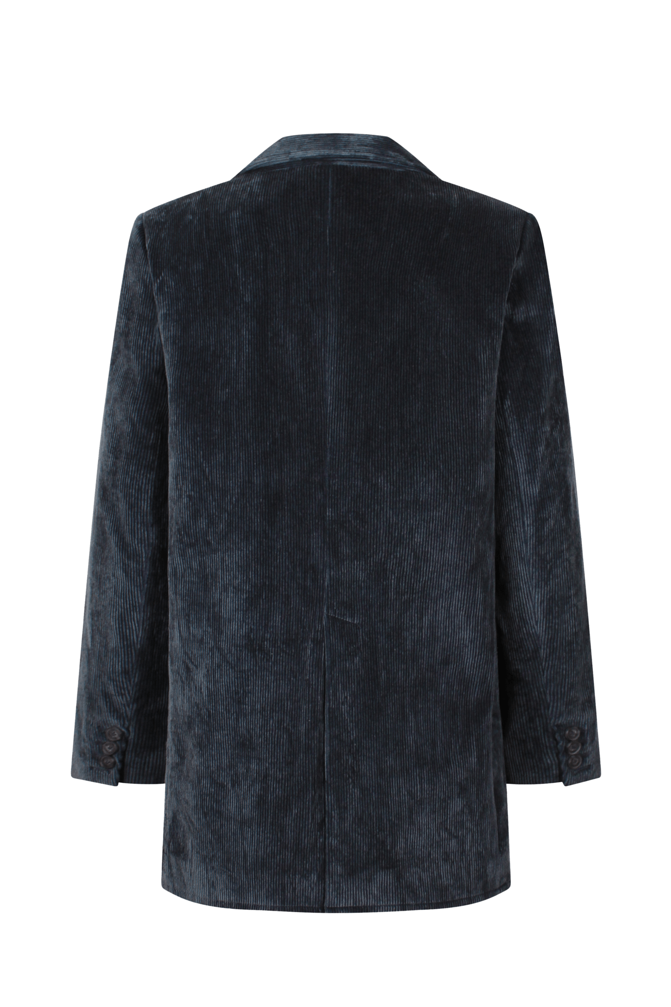 Elsa blazer-style jacket in navy blue wide-rib corduroy with structured body.