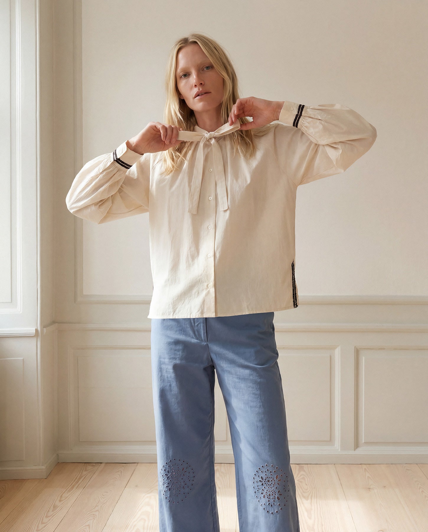 Figaro Blouse - Crema Cotton