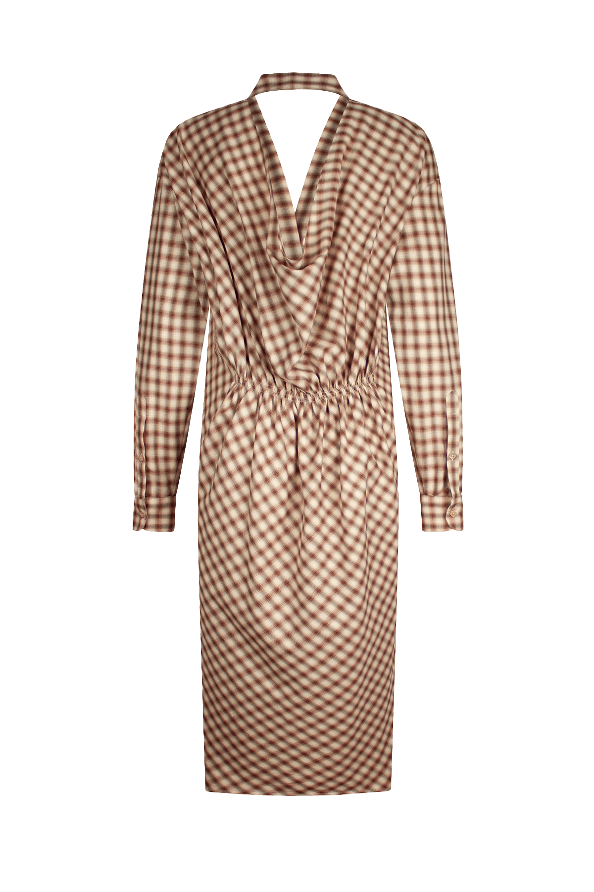 The Minal shirt dress with V-neckline and draped back