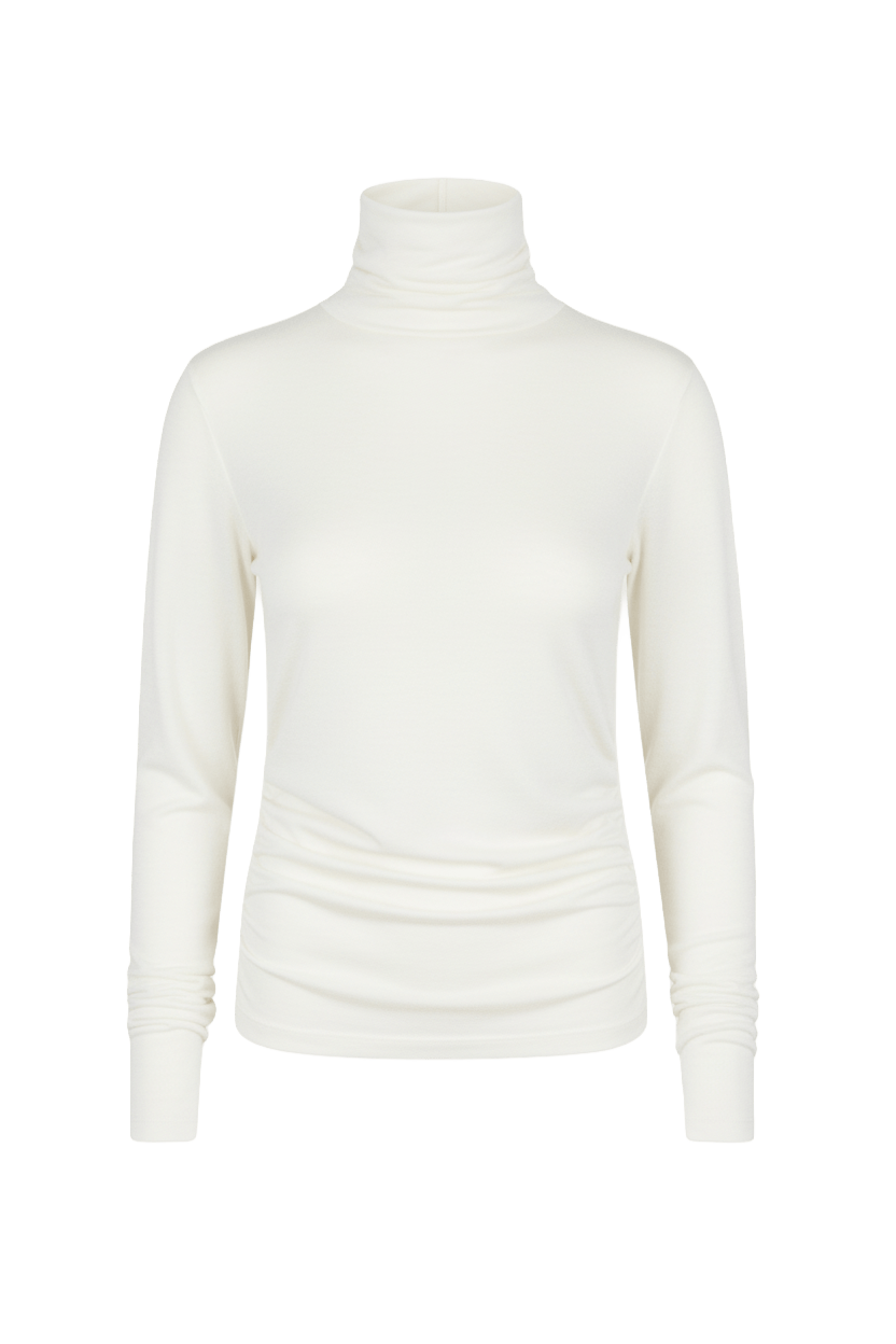 white long jersey cashmere turteneck