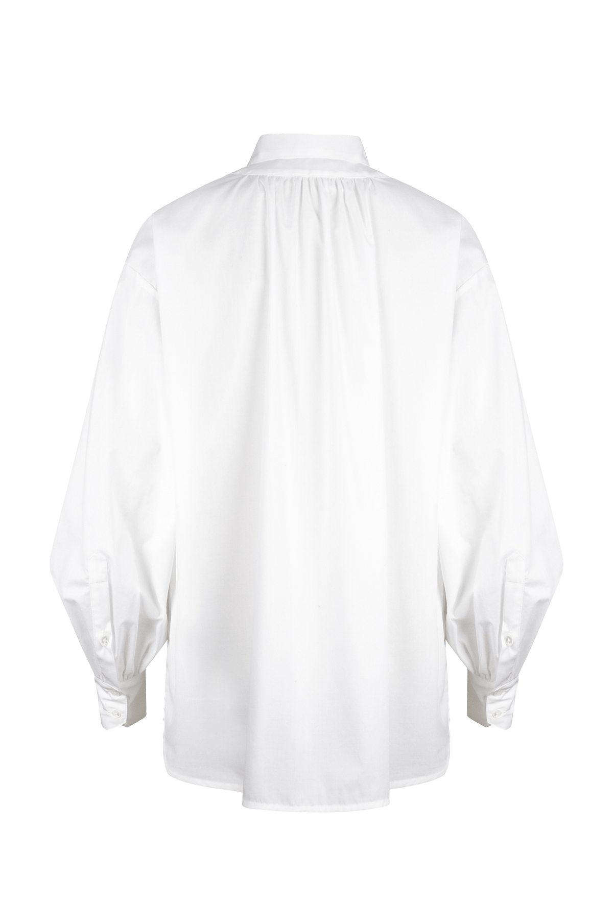 White Benji shirt with statement pocket, classic collar, and straight silhouette.