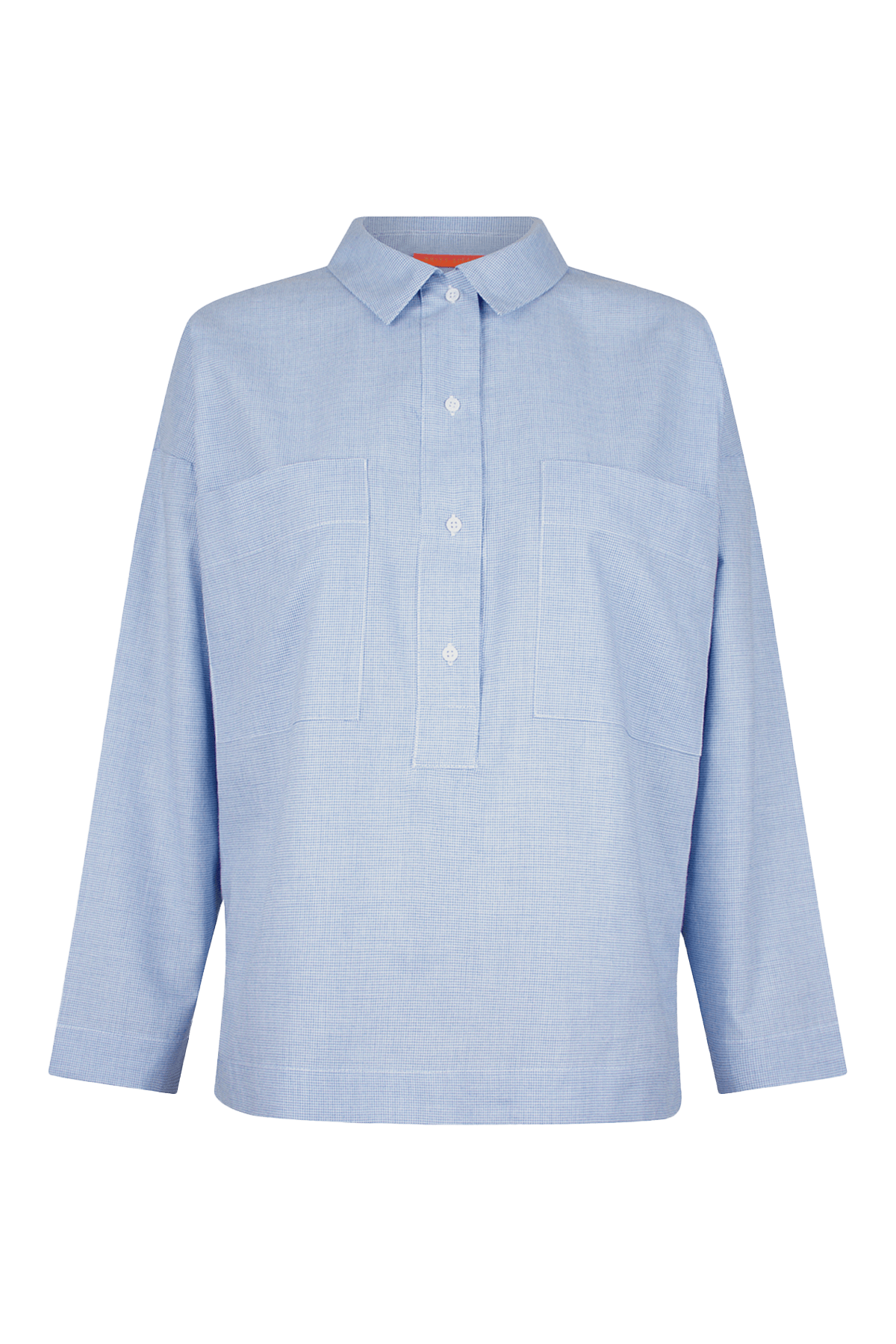 blue houndstooth shirt with big pockets