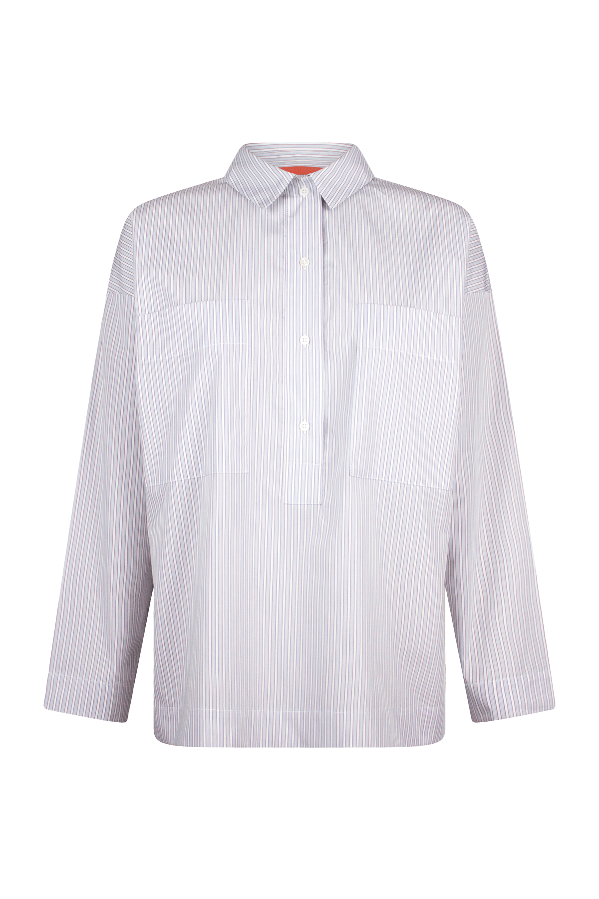 white striped shirt with big pockets