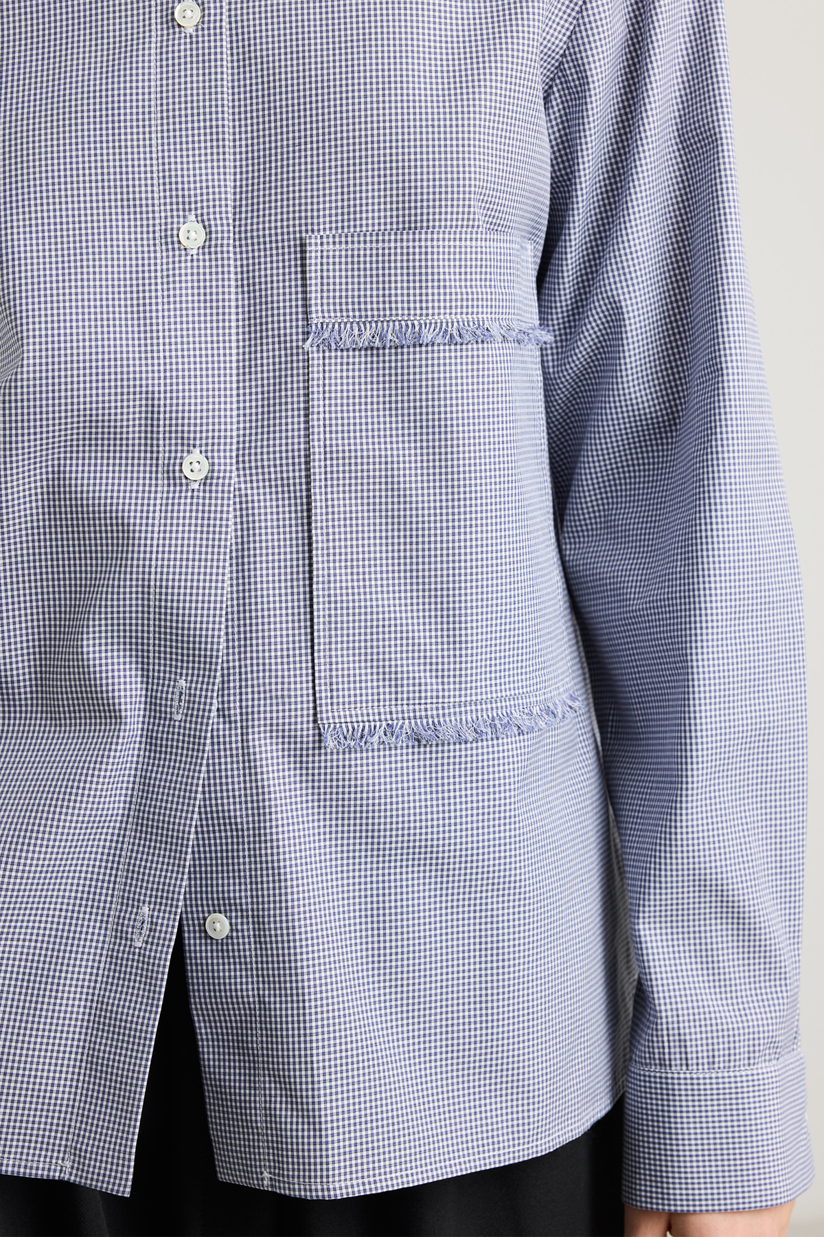 blue check shirt with big pocket