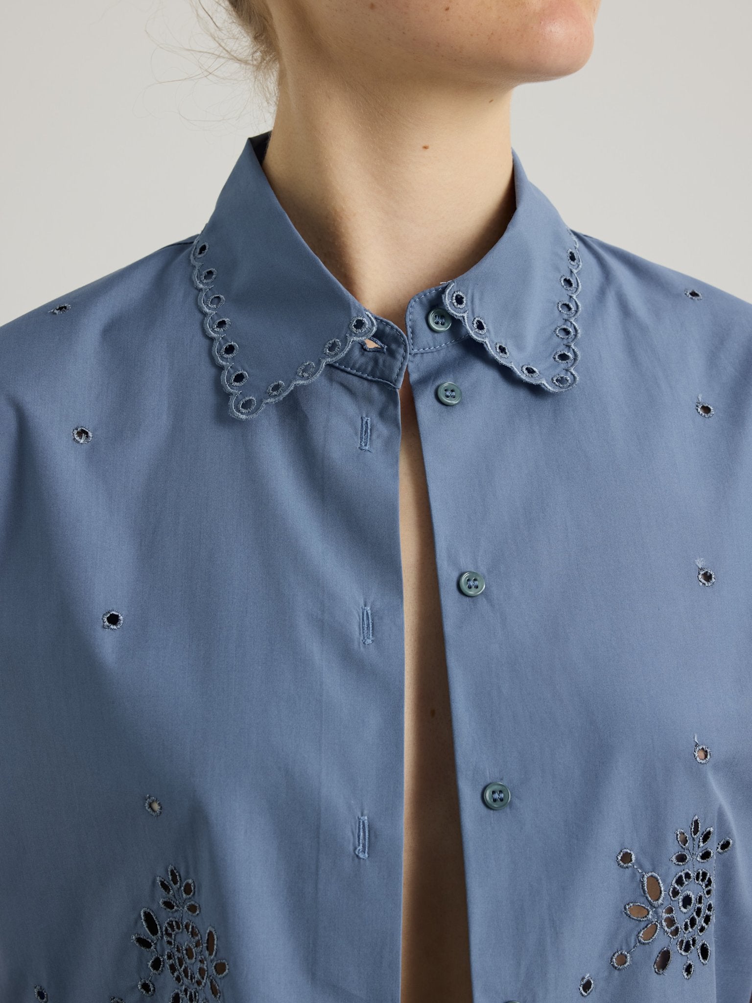 Bellis Shirt - Quicksilver Embroidered Cotton