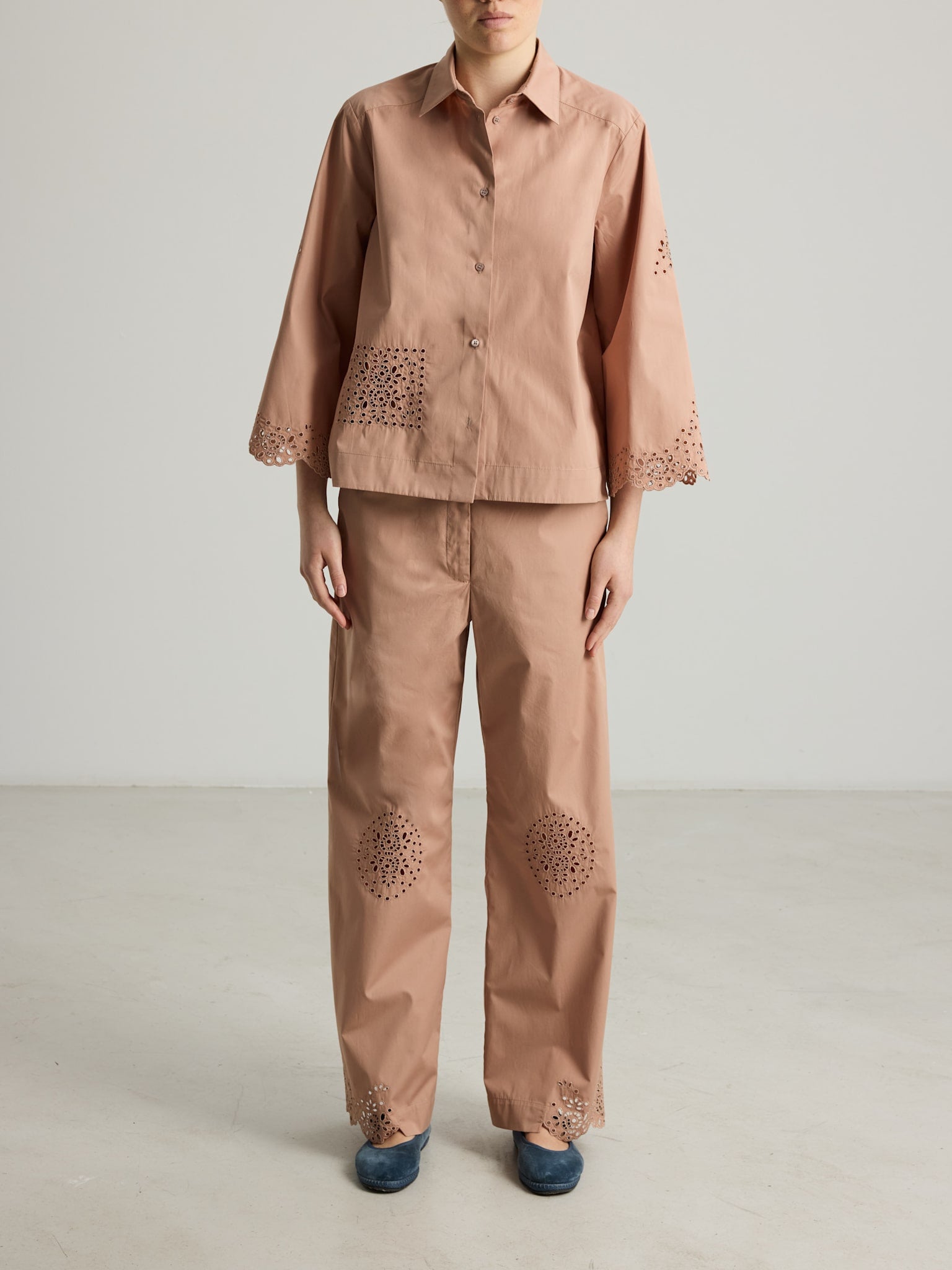 Kamma Trouser - Cork Embroidered Cotton