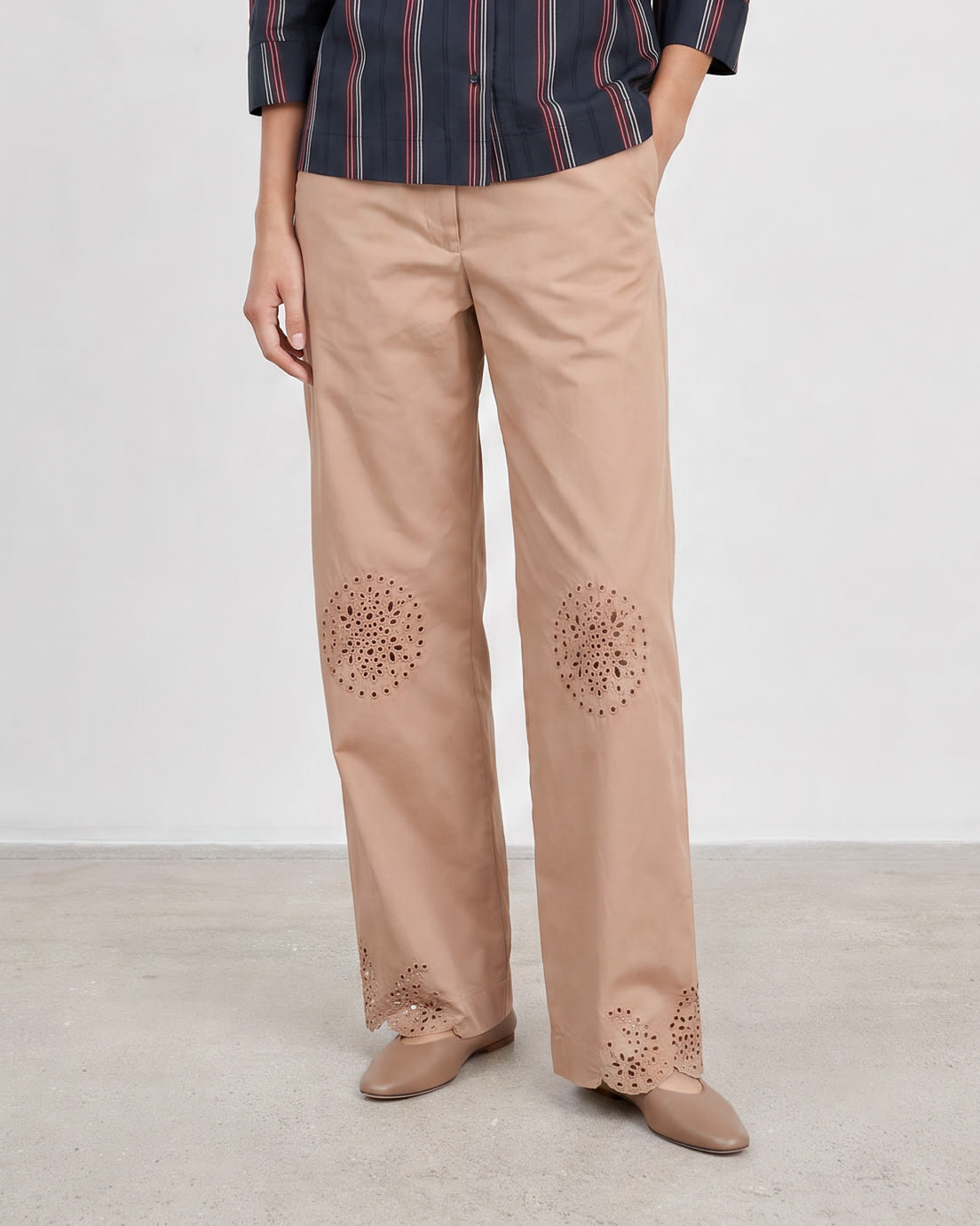 Kamma Trouser - Cork Embroidered Cotton