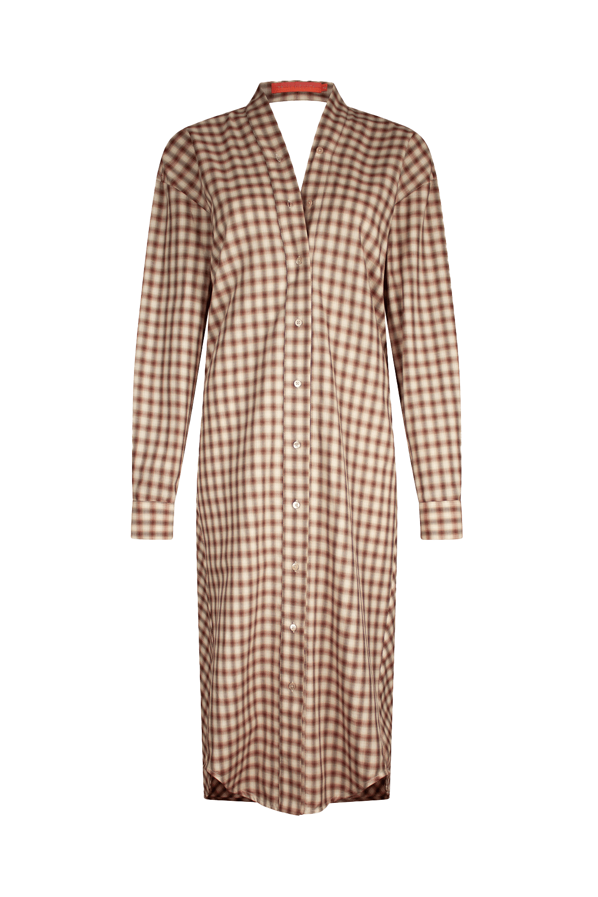 brown check dress with open back
