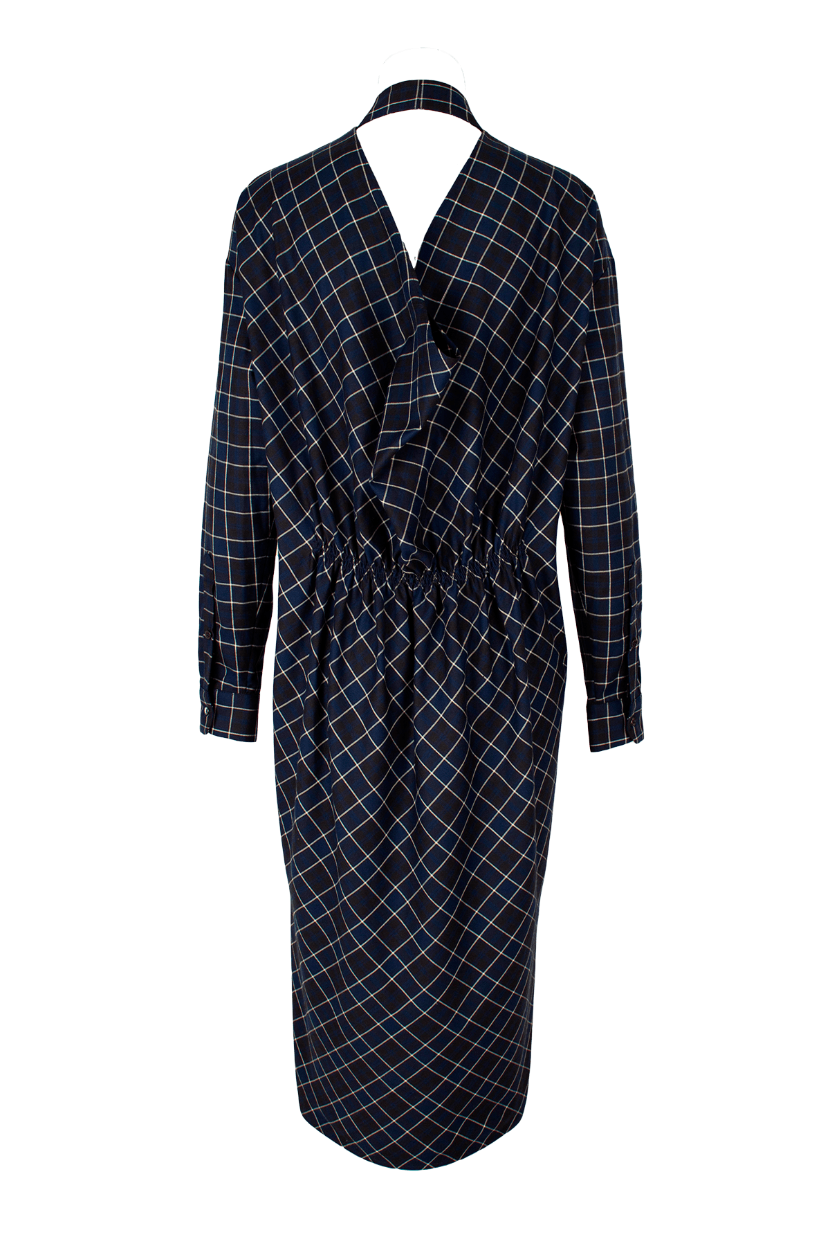 Check blue dress with open back
