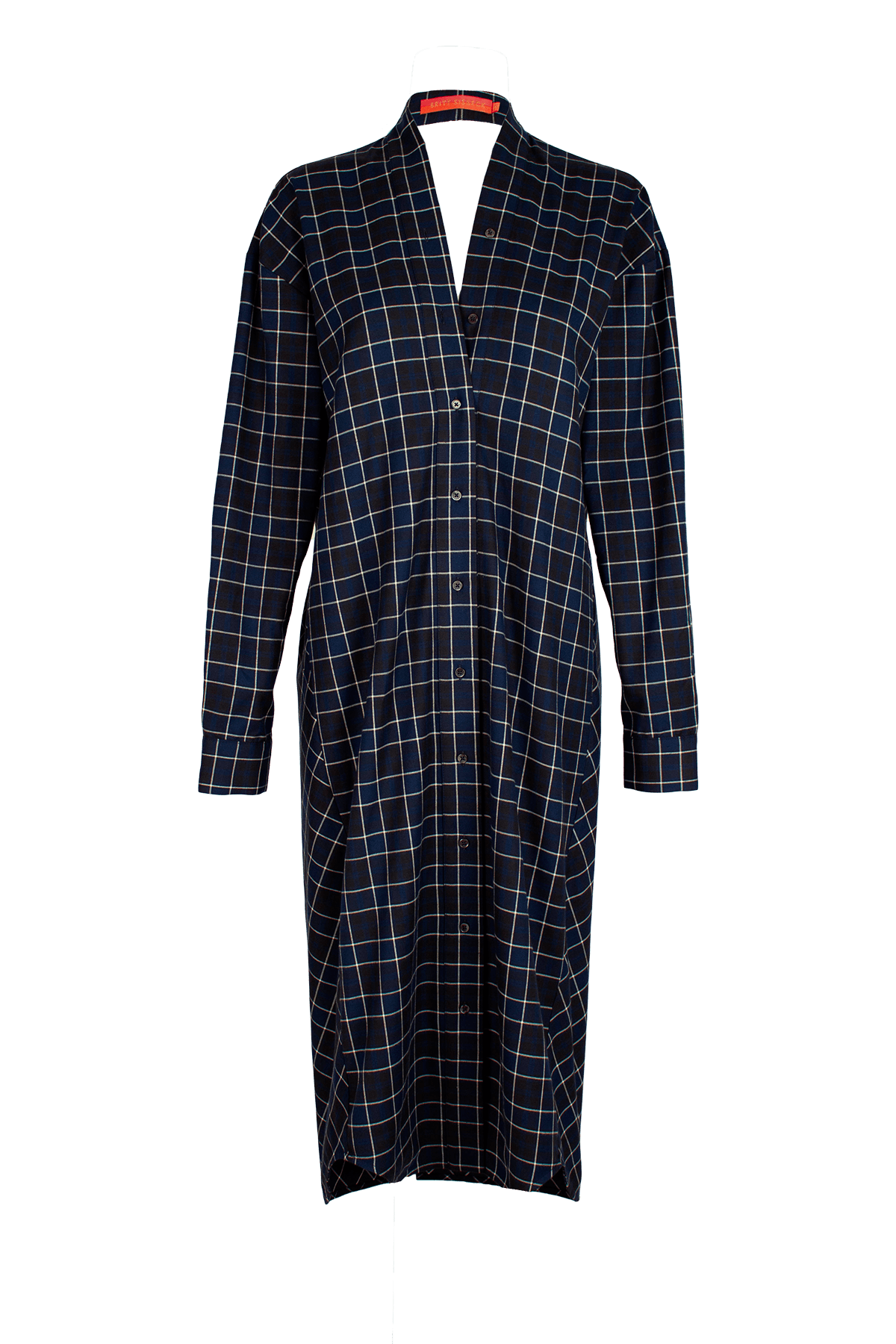 Blue check dress with open back