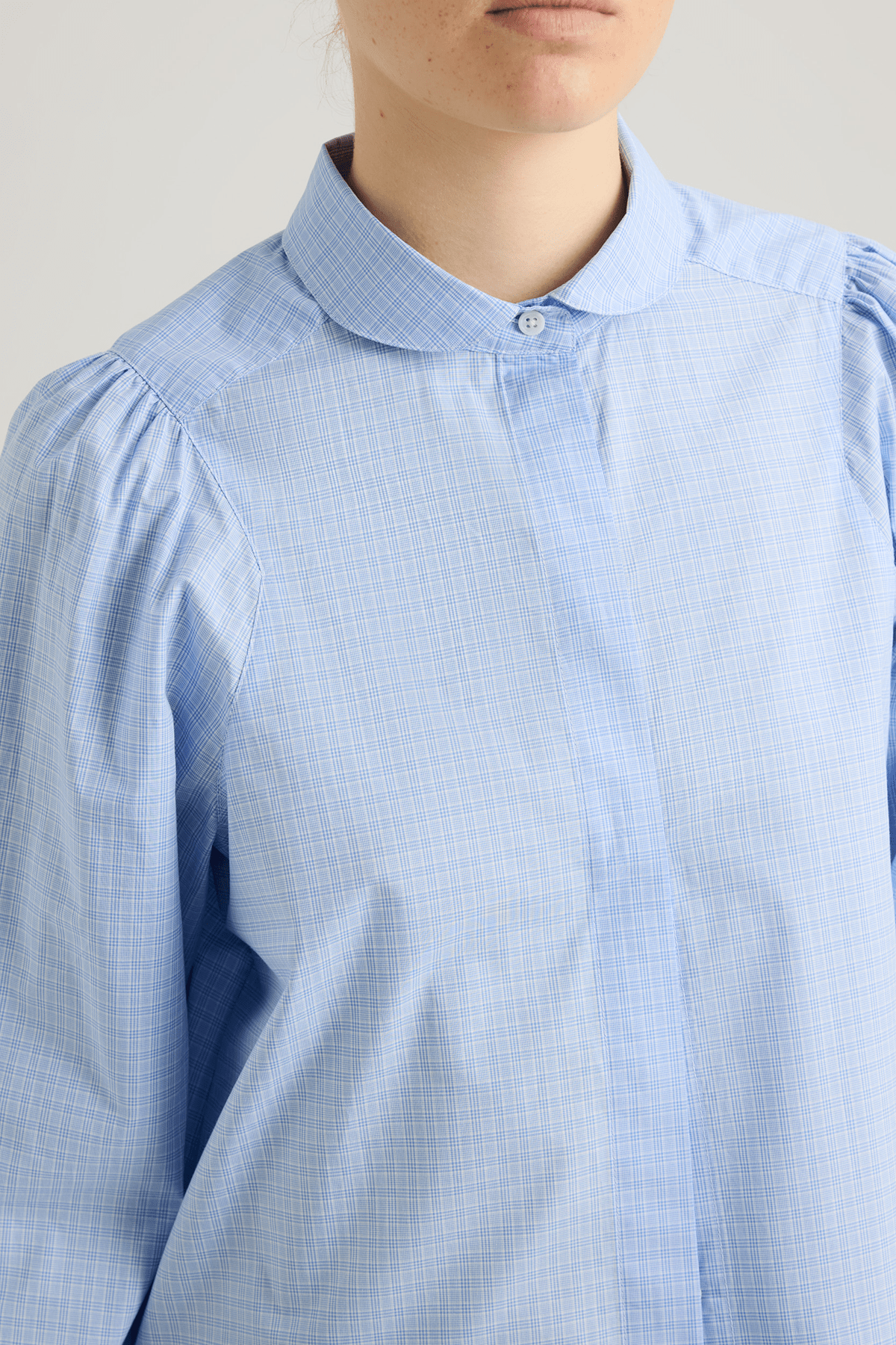blue check cotton shirt