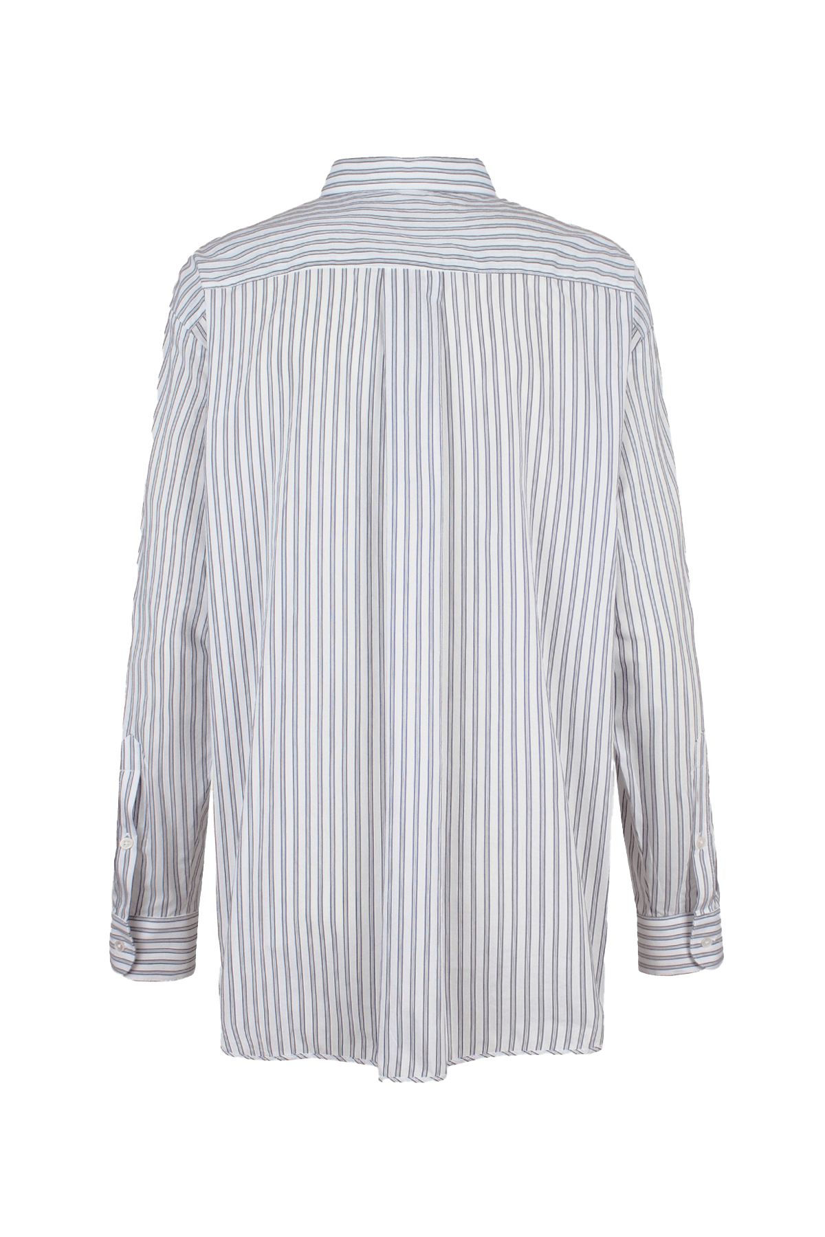 striped button down shirt in white
